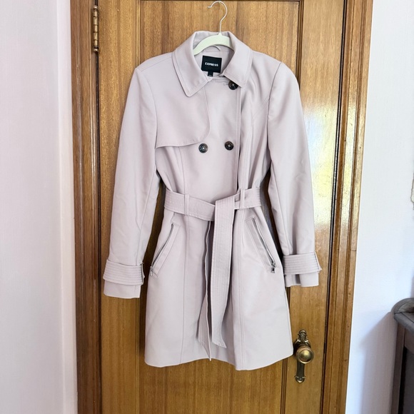 Express Light Beige Pink Trench Coat Size S - Picture 3 of 8